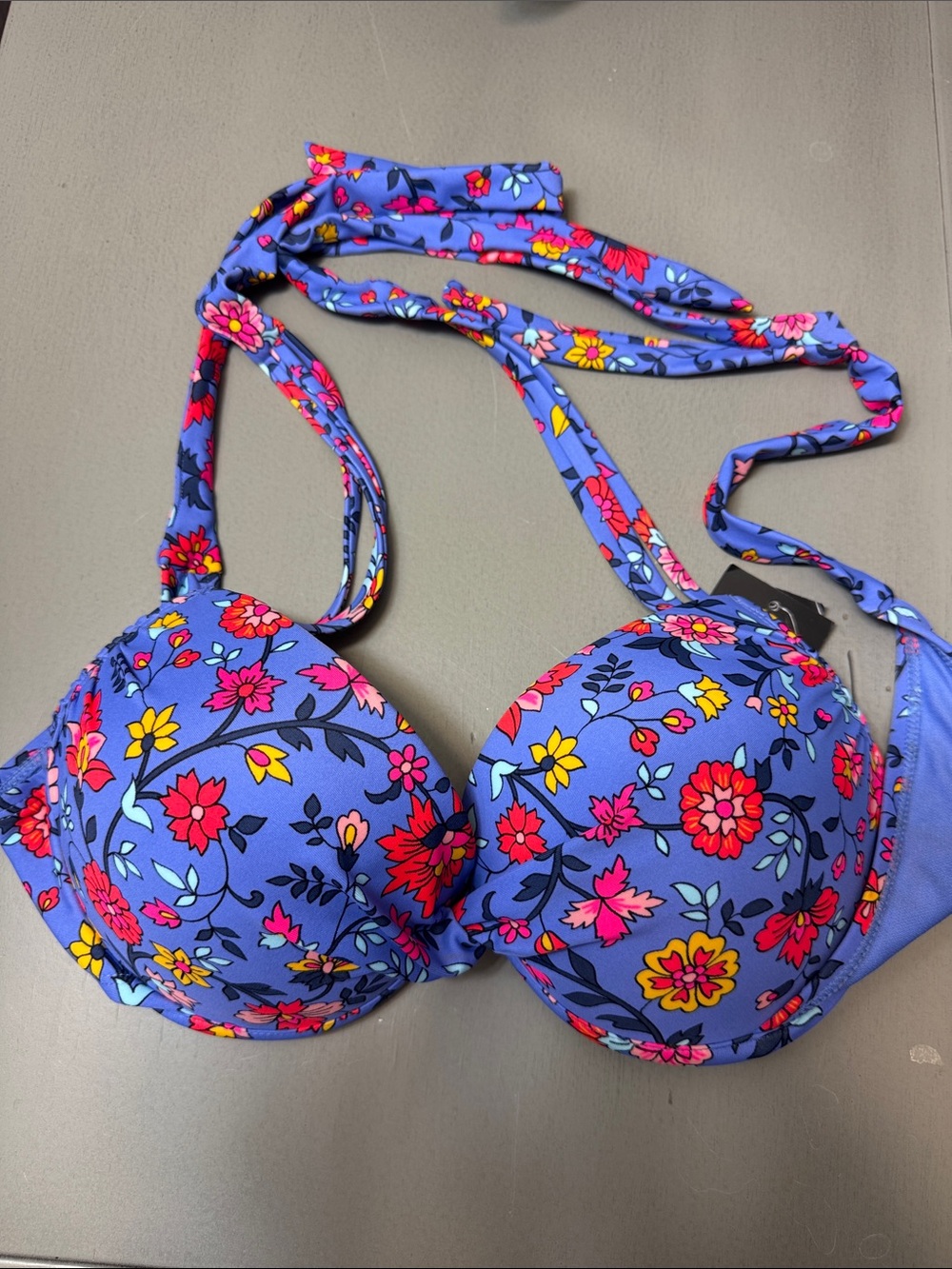 Macy's Purple Floral Halter Bikini Top